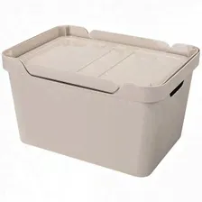 ЯЩИК (корзина)С КРЫШКОЙ УНИВЕРСАЛЬНЫЙ "LUXE", 380х276х220 ММ, 18Л (Светло-бежевый)